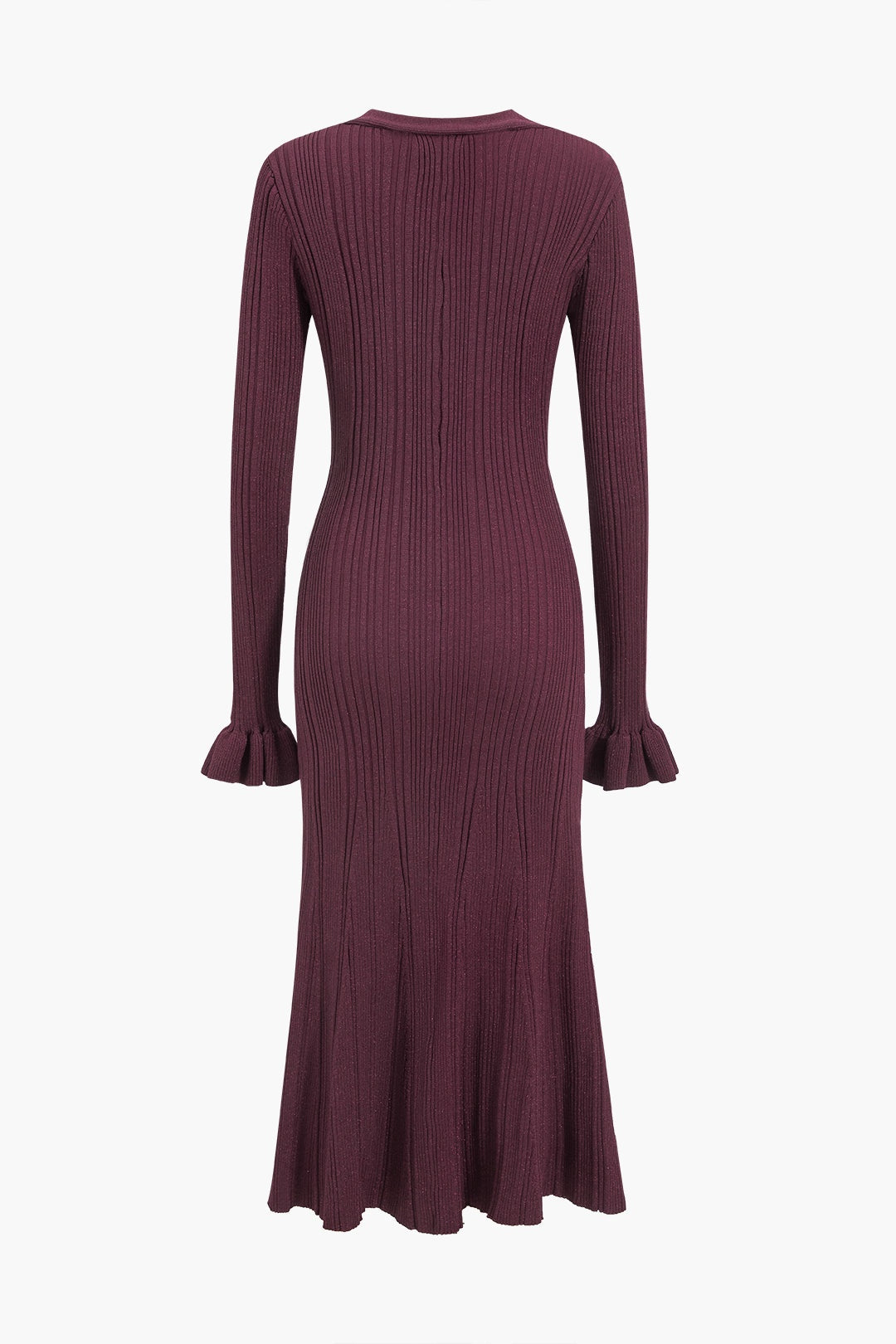Vestido midi de punto con puños acampanados y escote en V Bernice 