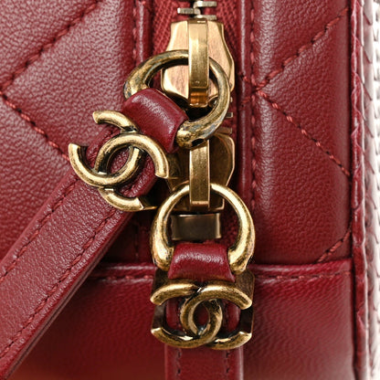 Snakeskin Calfskin Quilted Small Coco Curve Vanity Burgundy