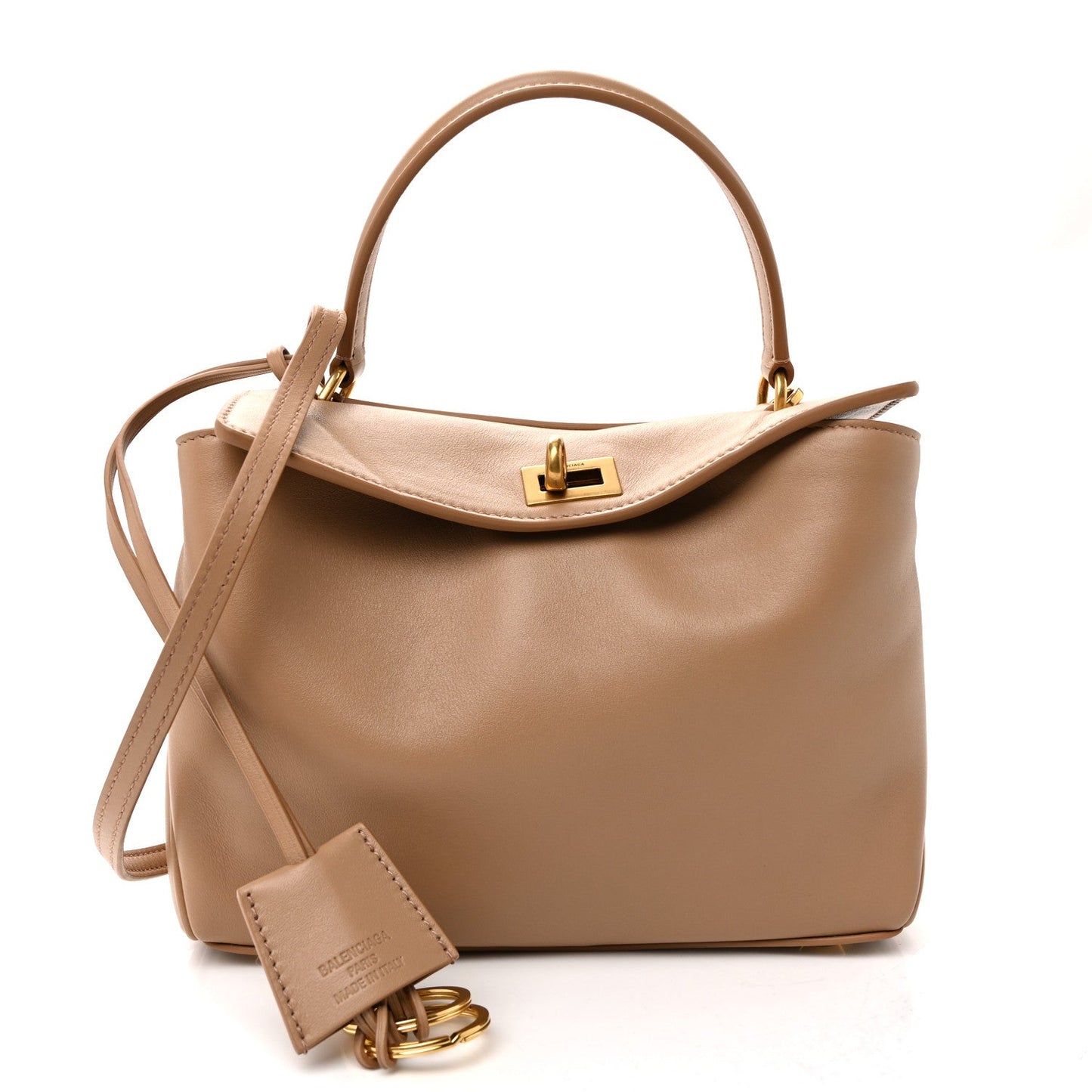 Natural Smooth Calfskin Mini Rodeo Top Handle Handbag Latte