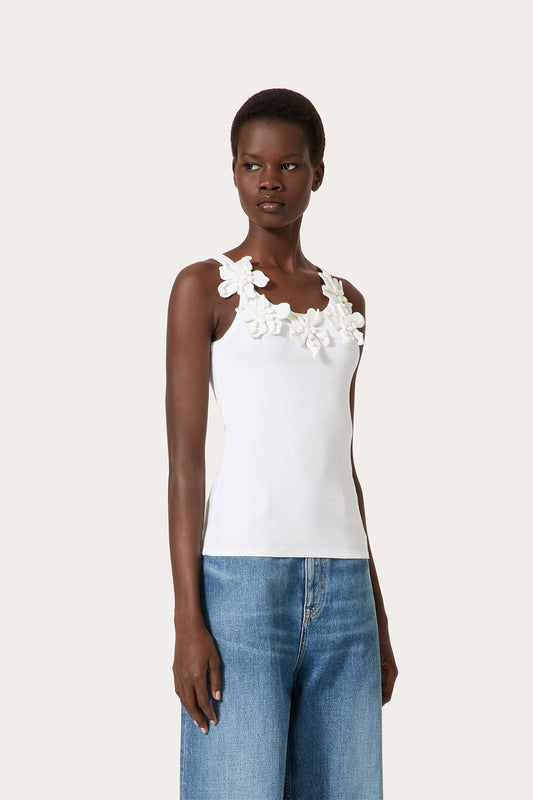 Lesley Floral Applique Round Neck Top
