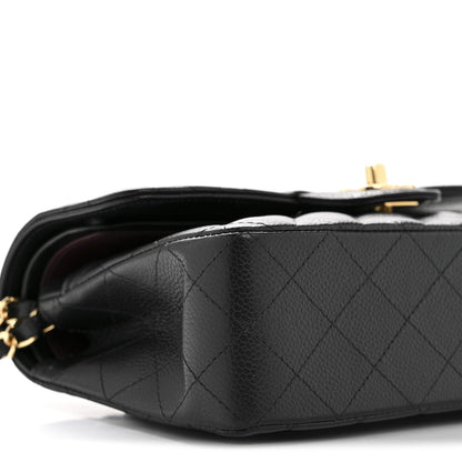 Caviar Quilted Small Double Flap Black