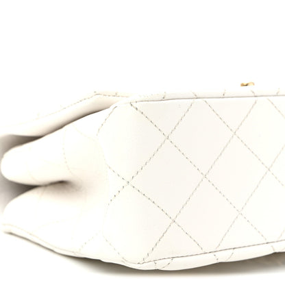 Caviar Quilted Small Top Handle Flap With Chain White