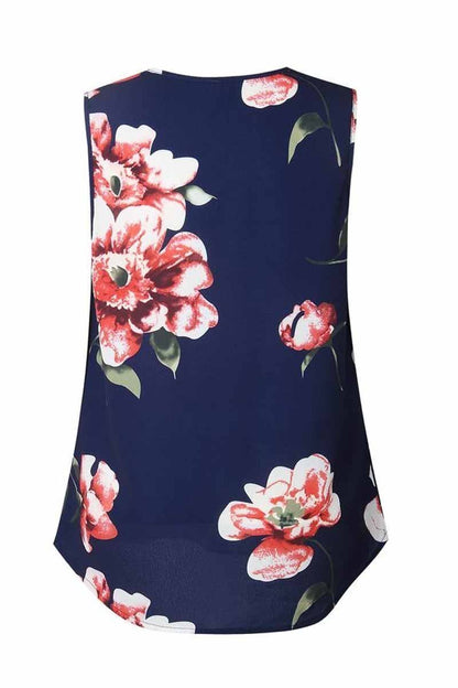 Camiseta sin mangas floral con diseño de cremallera de moda de verano