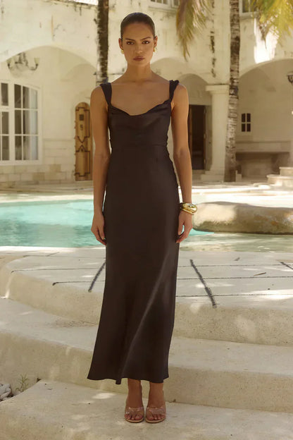 Margot Cowl Neck Satin Maxi Dress