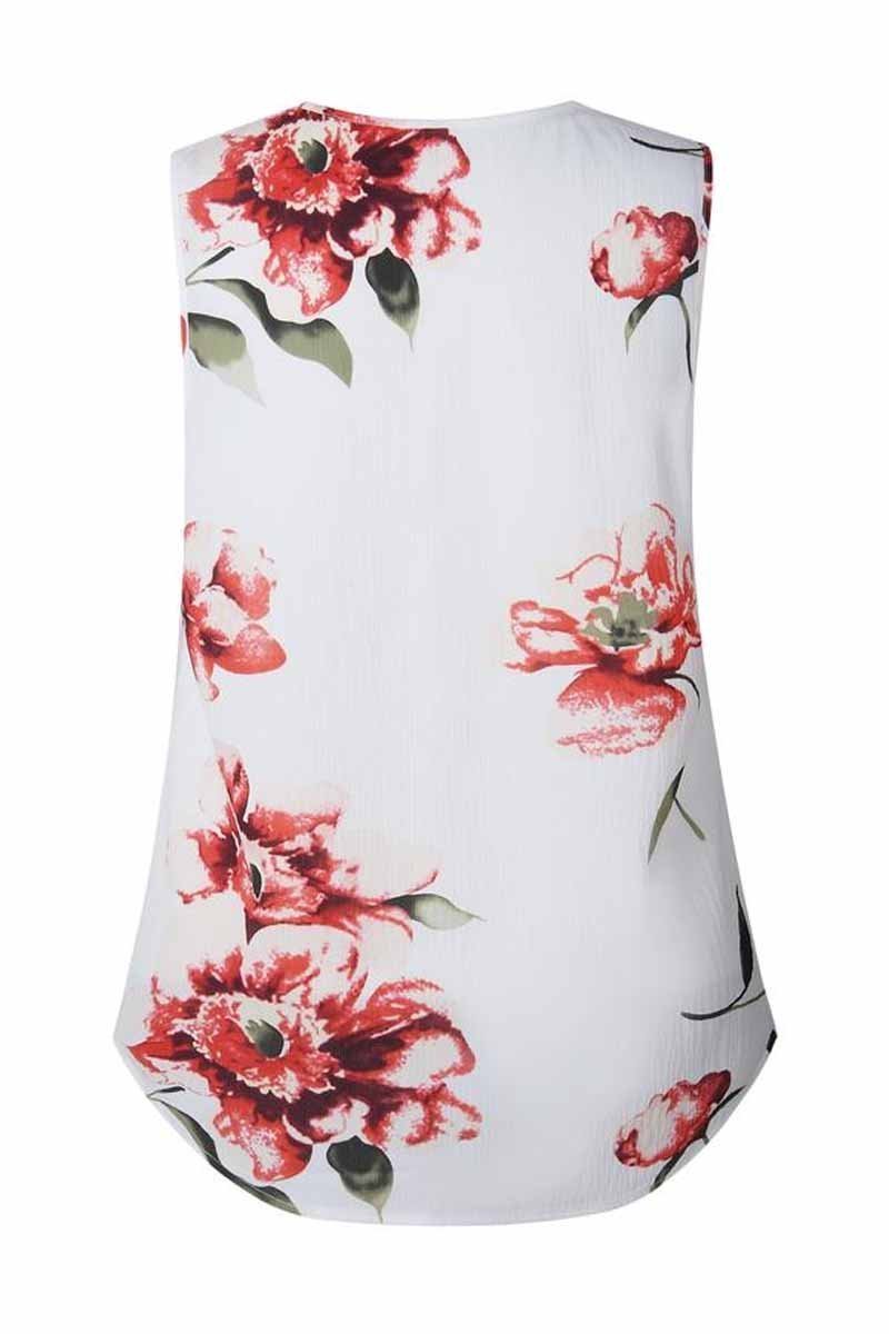 Camiseta sin mangas floral con diseño de cremallera de moda de verano