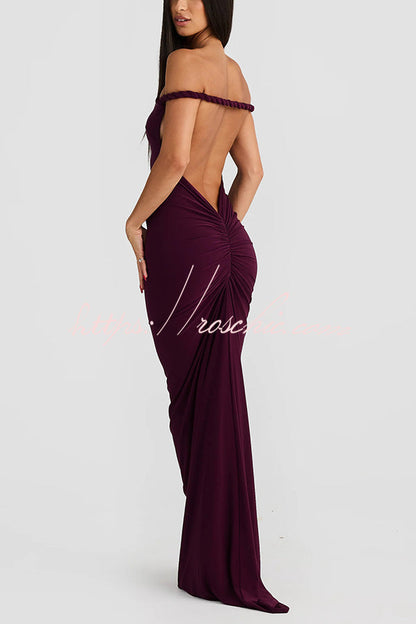 Sexy Halter Neck Open Back Pleated Slim Fit Maxi Dress
