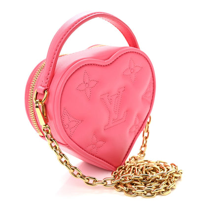 Calfskin Embroidered Monogram Pop My Heart Bag Pouch Dragon Fruit Pink