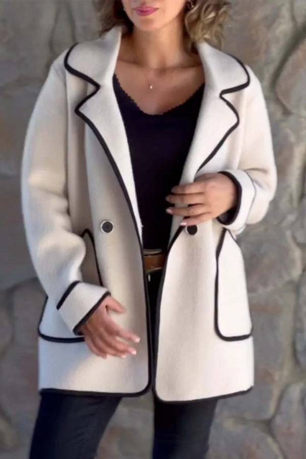 Chaqueta de lana de doble cara con cuello de traje de temperamento