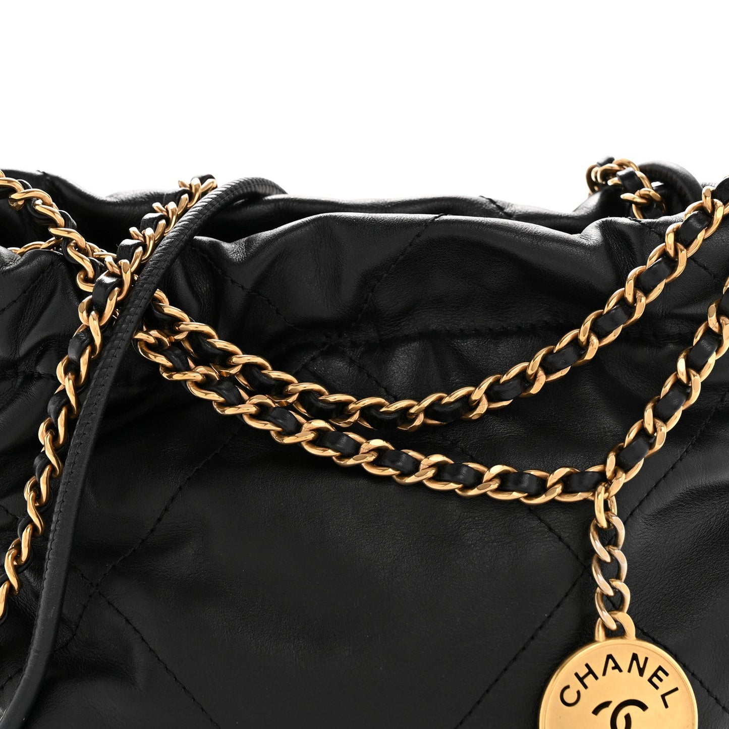 Shiny Calfskin Quilted Mini Chanel 22 Black
