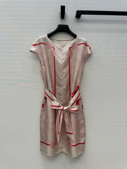 HM 25S Palefroi Remix Sleeveless Dress Graphic Print in Pink Silk