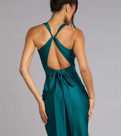 Adrianne Plunge Bow Mermaid Formal Dress