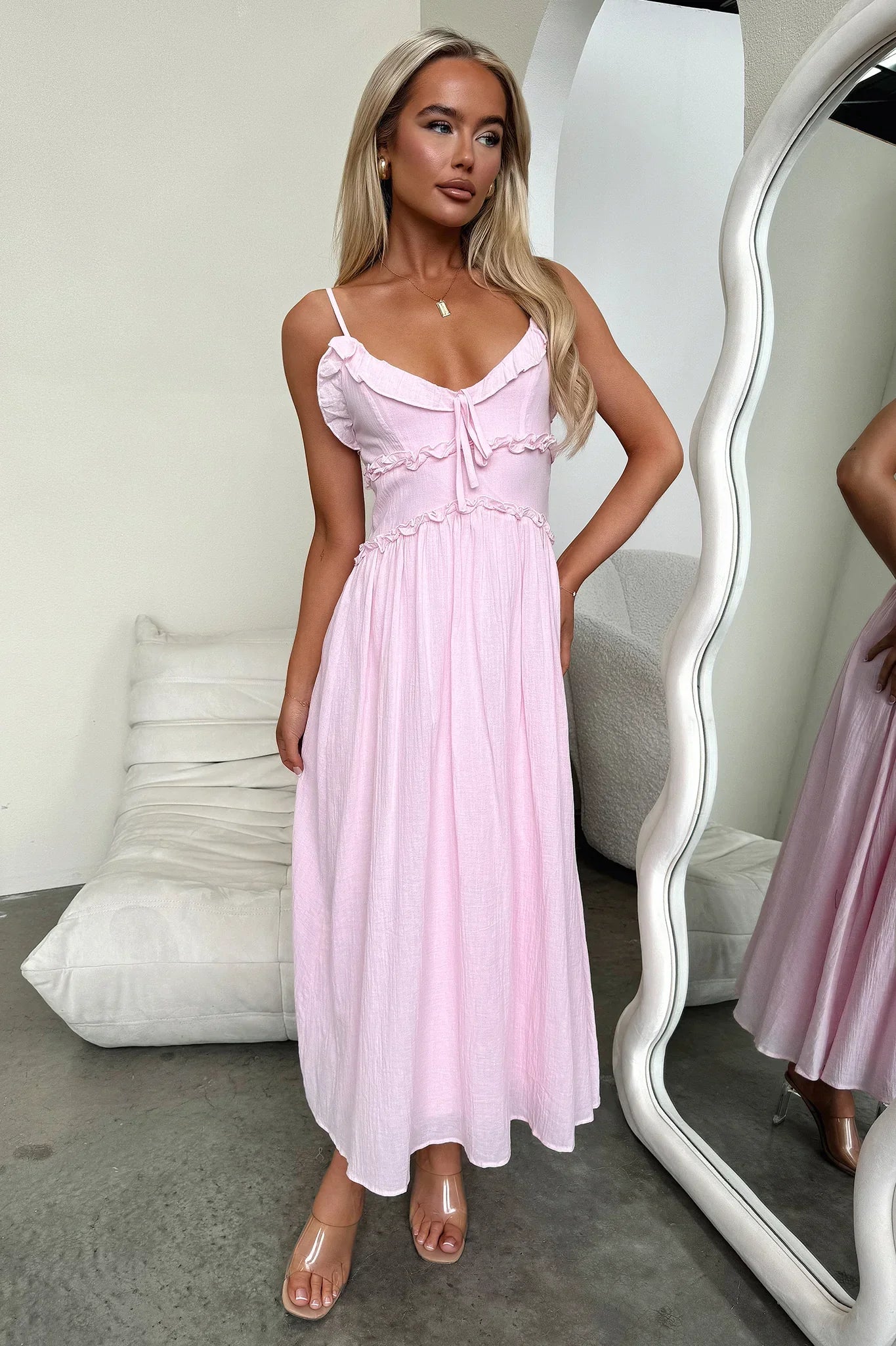 Nicola Midi Dress - Baby Pink