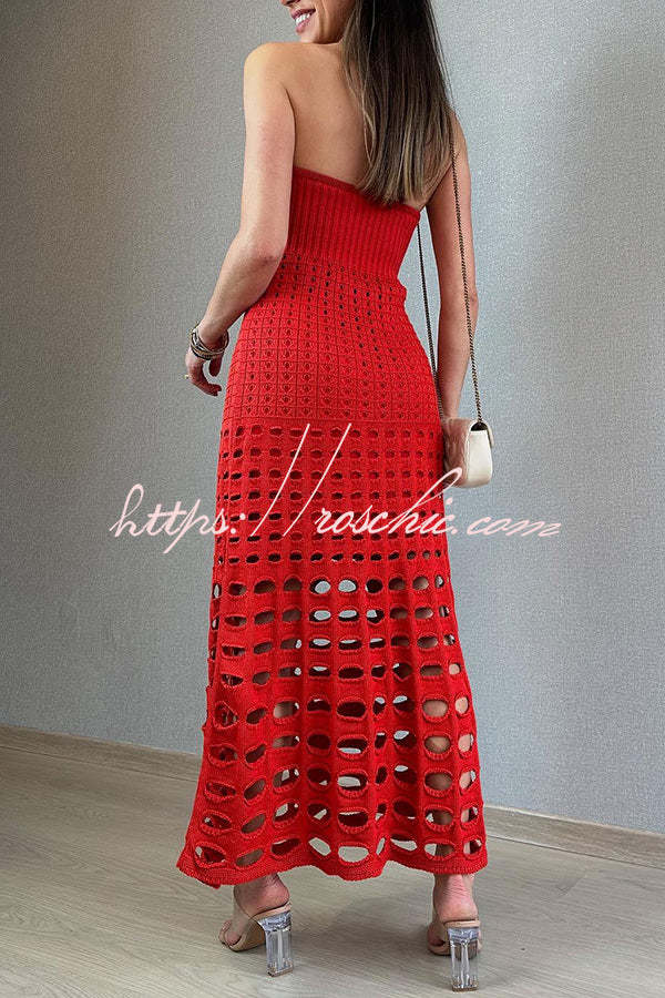 Rustic Patchwork Cutout Off Shoulder Maxi Dress
