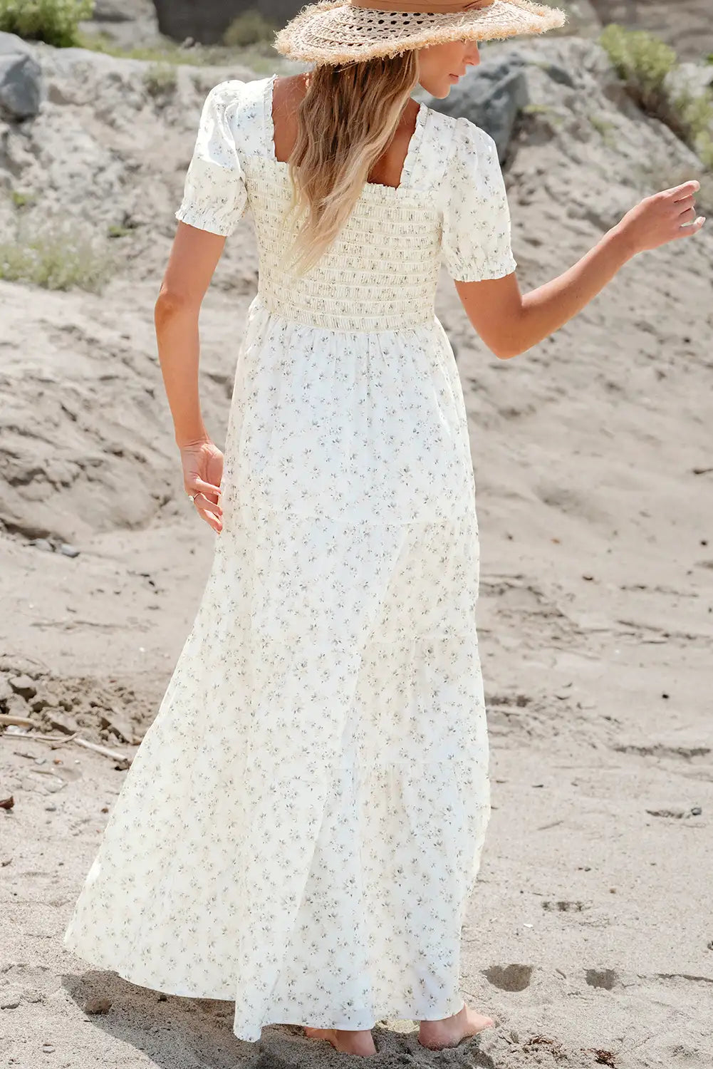 fresh white floral maxi dress