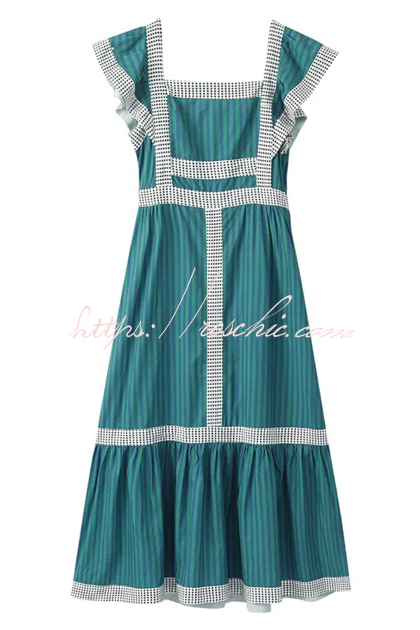Contrast Paneled Sleeveless Square-neck Maxi Dress
