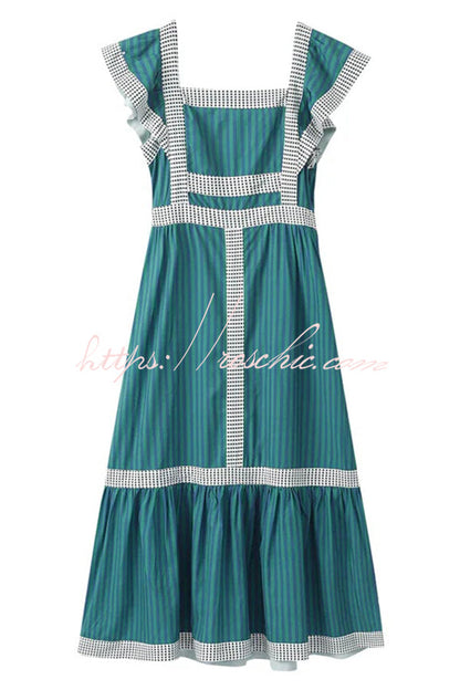 Contrast Paneled Sleeveless Square-neck Maxi Dress