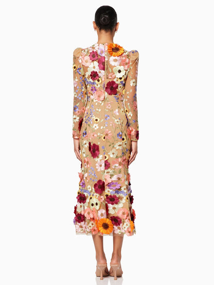 Applique Party Dress Jewel Neck Long Sleeves Party Prom Maxi Dresses