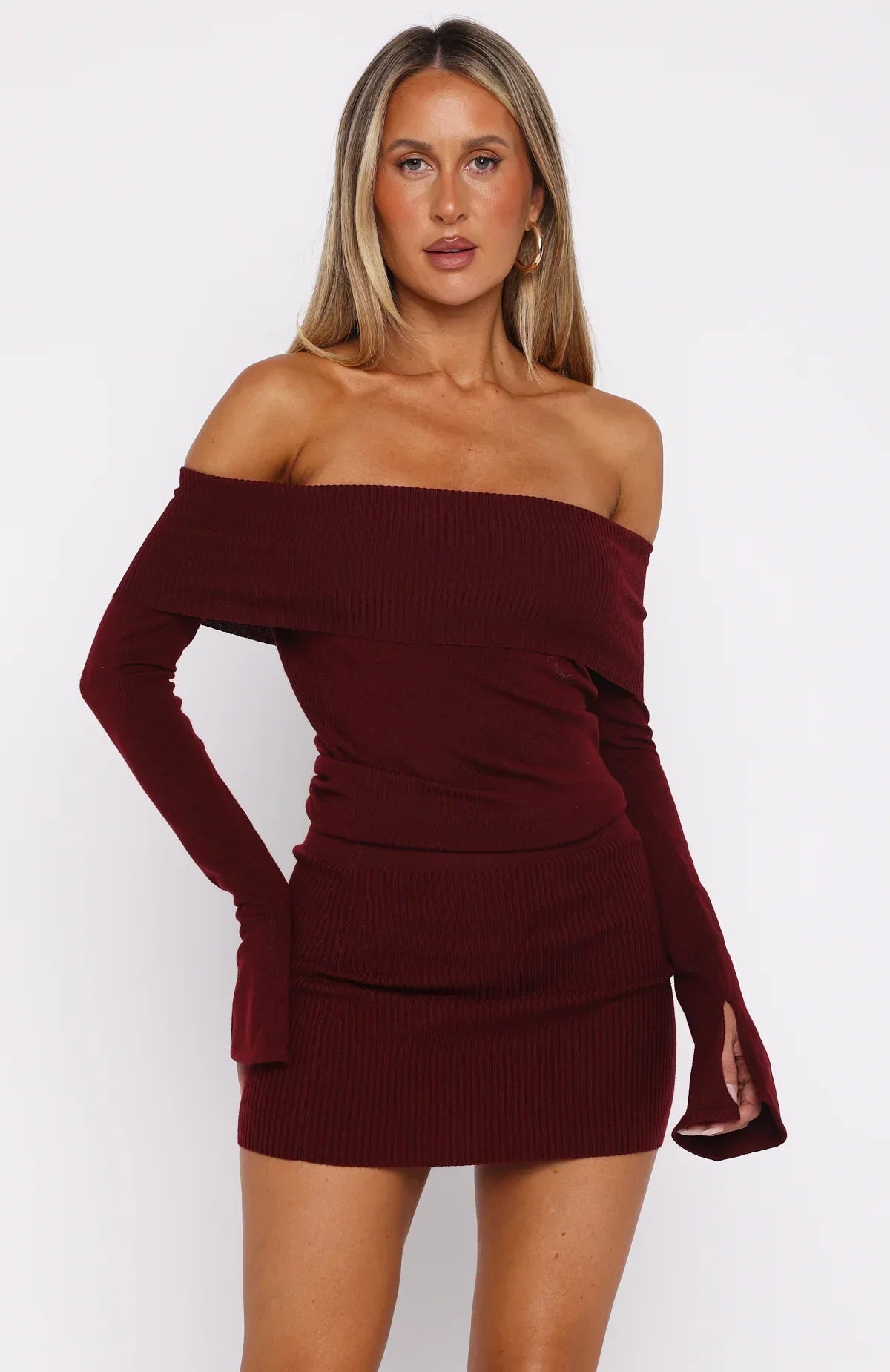 Parental Guidance Knit Mini Dress Burgundy