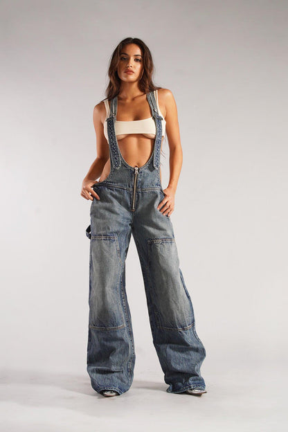 Chic Utility Denim Jumpsuit