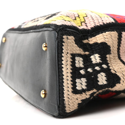 Needlepoint Precious Symbols Shoulder Bag Black