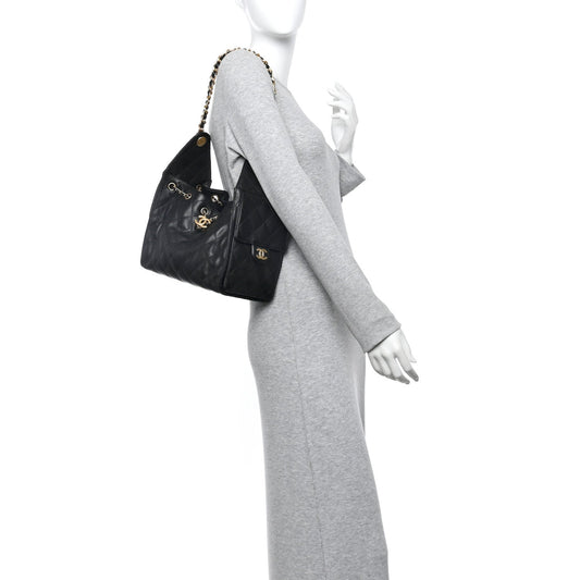 Caviar Quilted Small Chanel 25 Handbag Black