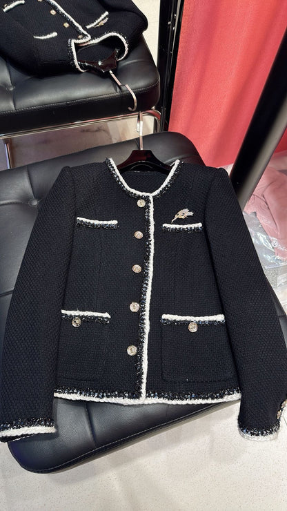 CC 25SS Classic Fragrance Style Jacket Black Wool
