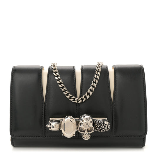Calfskin Small Slash Bag Black White