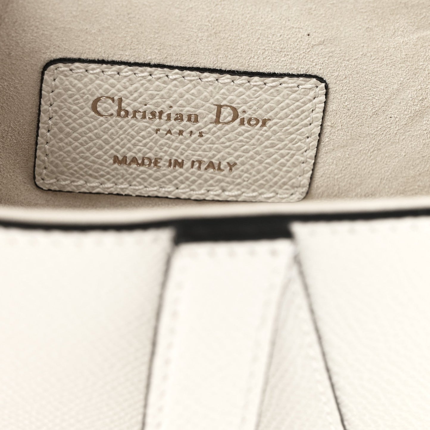 Grained Calfskin Mini Saddle Bag With Strap White