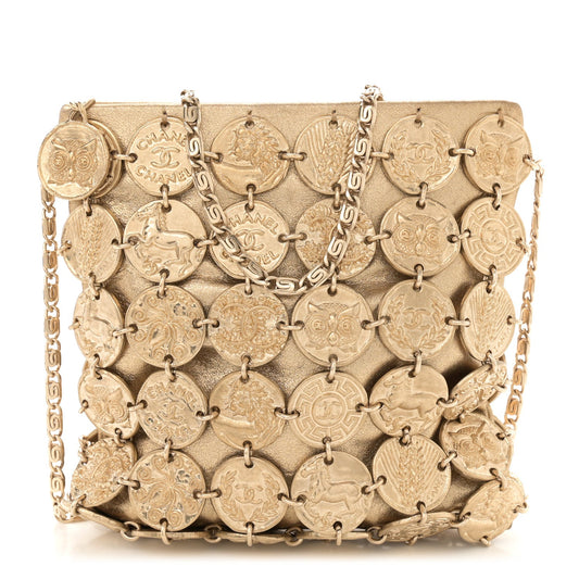 Metallic Calfskin Medallion Shoulder Bag Gold