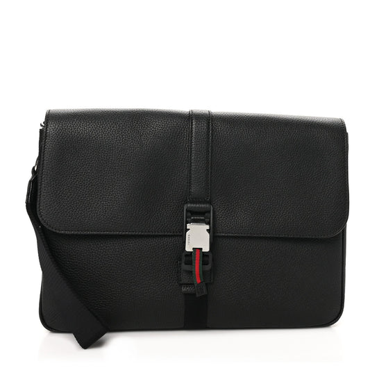 Calfskin Web Medium Business Case Black