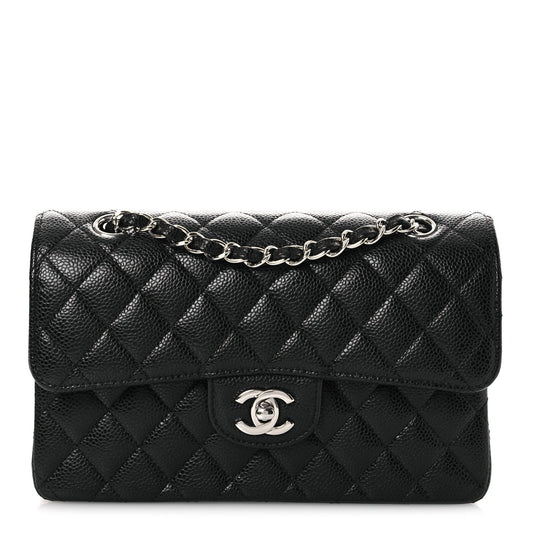 Caviar Quilted Small Double Flap Black