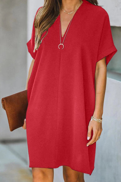 Vestido holgado de manga corta con forma de H