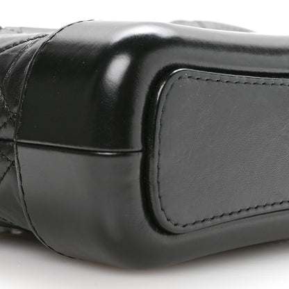 Aged Calfskin Quilted Small Gabrielle Logo Hobo Black