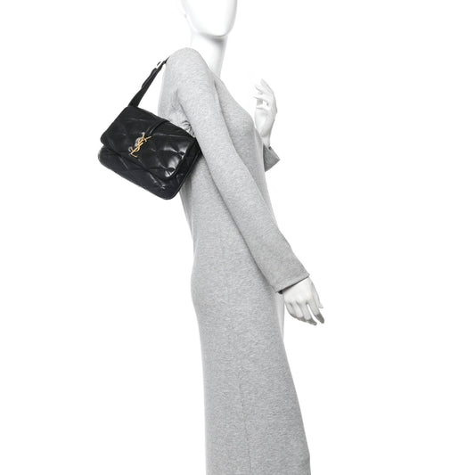 Lambskin Quilted Le 57 Diamond Shoulder Bag Black