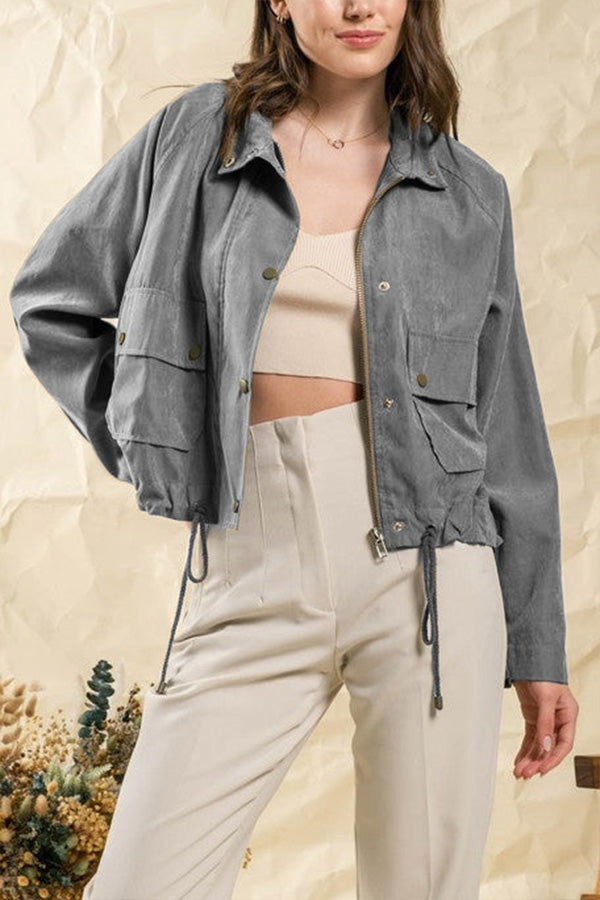 Chaqueta midi de dos bolsillos con múltiples botones y solapa de cuadros cepillados