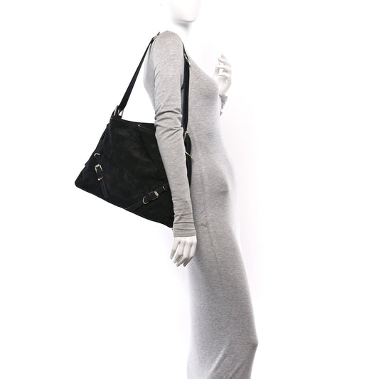 Suede Medium Voyou Bag Black
