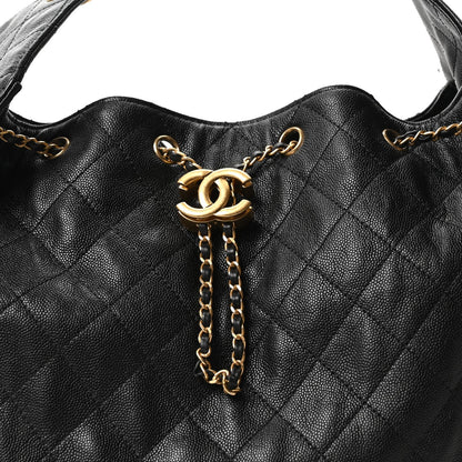 Caviar Quilted Medium Chanel 25 Handbag Black