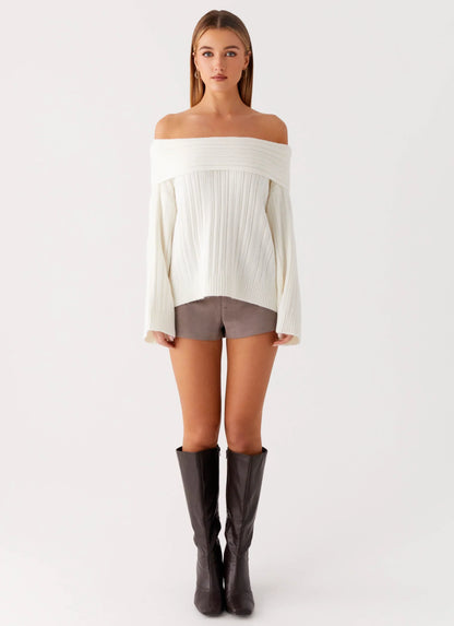 Federica Off Shoulder Knit - White