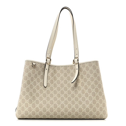 GG Supreme Monogram Emblem Large Tote Bag  Mystic White Oatmeal