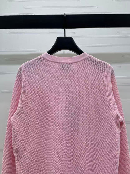 Chanel 2026 Sequined Crew Neck Knit Cardigan Silk Wool