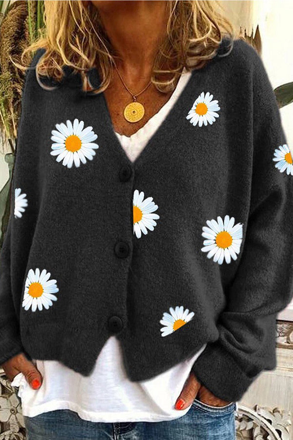 Cárdigan de mujer con estampado de crisantemo