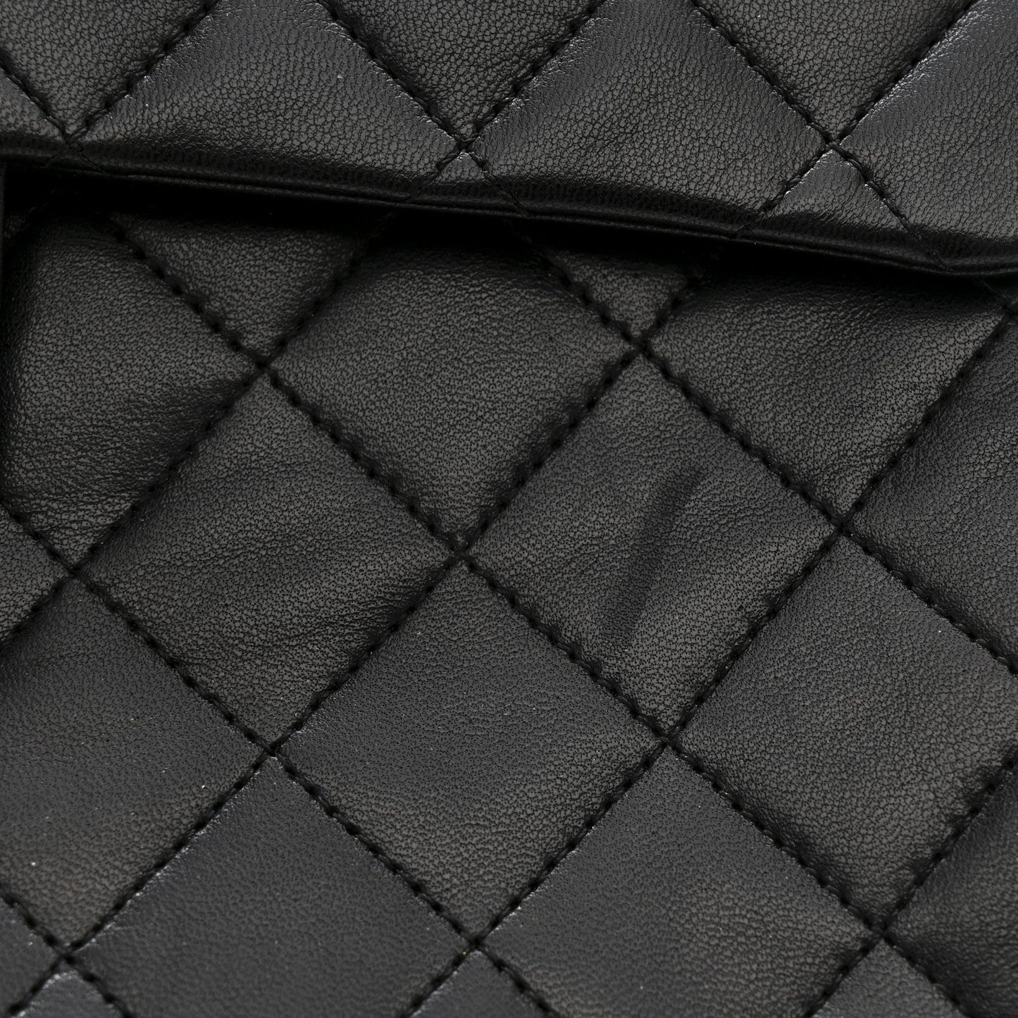 Lambskin Quilted Medium Double Flap Black