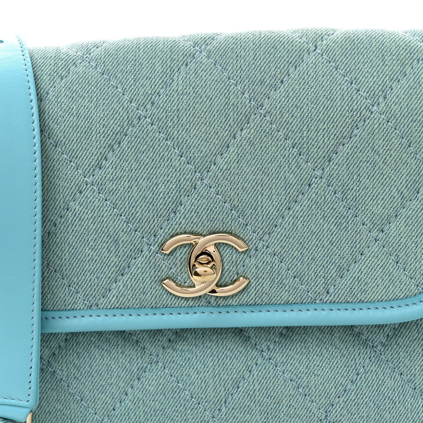 Denim Quilted Small Messenger Flap Neon Blue