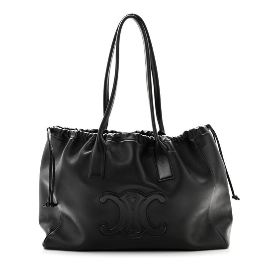 Smooth Calfskin Cuir Triomphe Cabas Drawstring Black