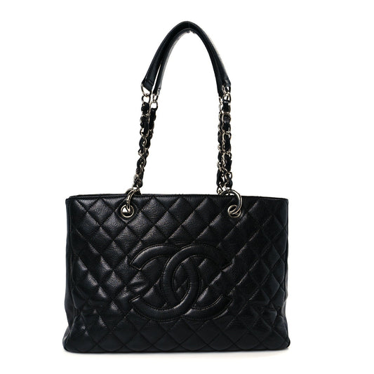 Caviar Quilted Grand Shopping Tote GST Black