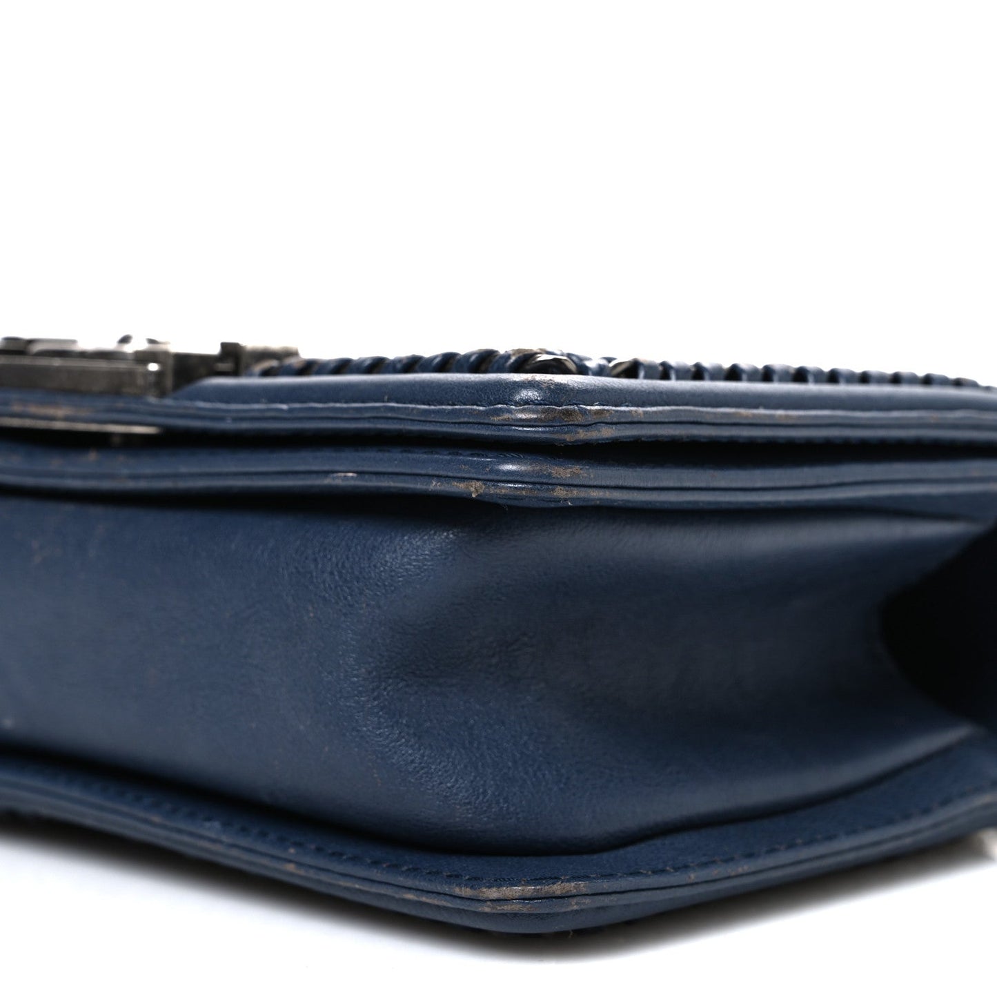 Calfskin Quilted Small Top Handle Boy Flap Navy