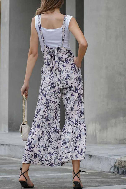Pantalones casuales holgados de pierna ancha con estampado fino para mujer