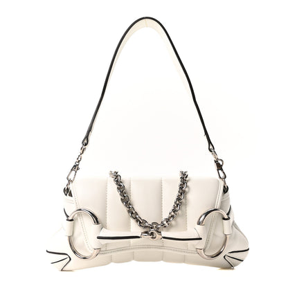 Nappa Vertical Matelasse Small Maxi Horsebit Chain Shoulder Bag Great White