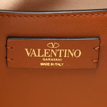 Canvas Calfskin Embroidered Small Vlogo Signature Bag Multicolor Saddle Brown