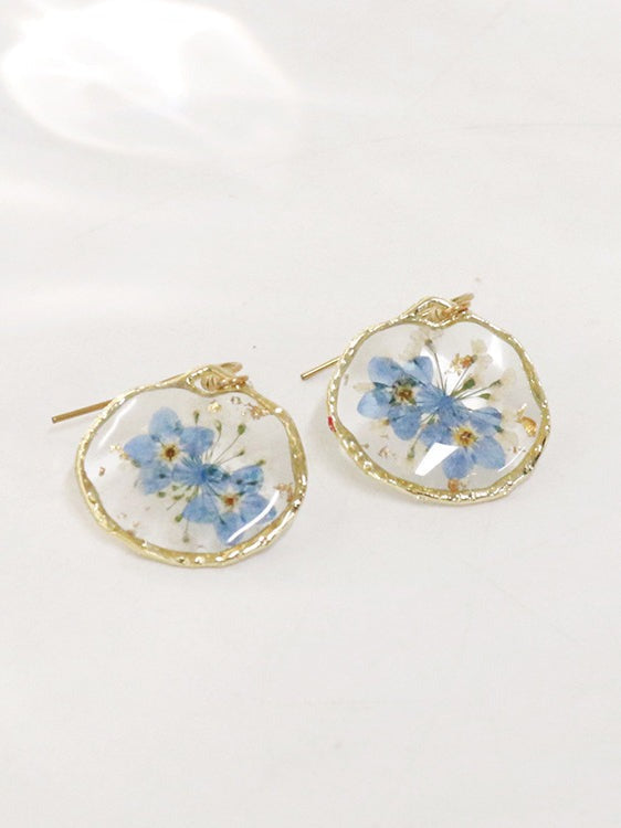 Pendientes de flores secas estilo campestre retro